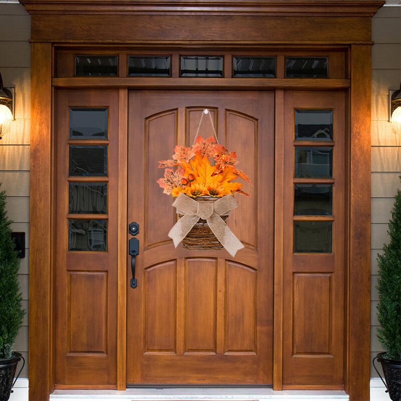 Coroană pentru decorarea ușii Coroană portabilă ușoară Coroană vibrantă pentru recolta de flori de toamnă Decor durabil de toamnă pentru recoltă