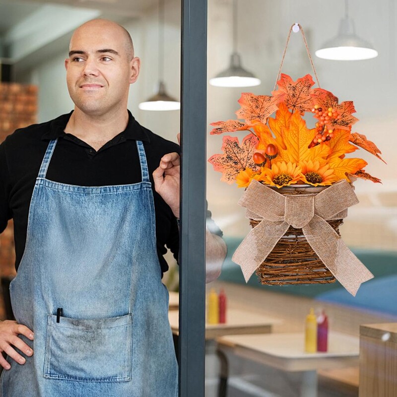 Coroană pentru decorarea ușii Coroană portabilă ușoară Coroană vibrantă pentru recolta de flori de toamnă Decor durabil de toamnă pentru recoltă