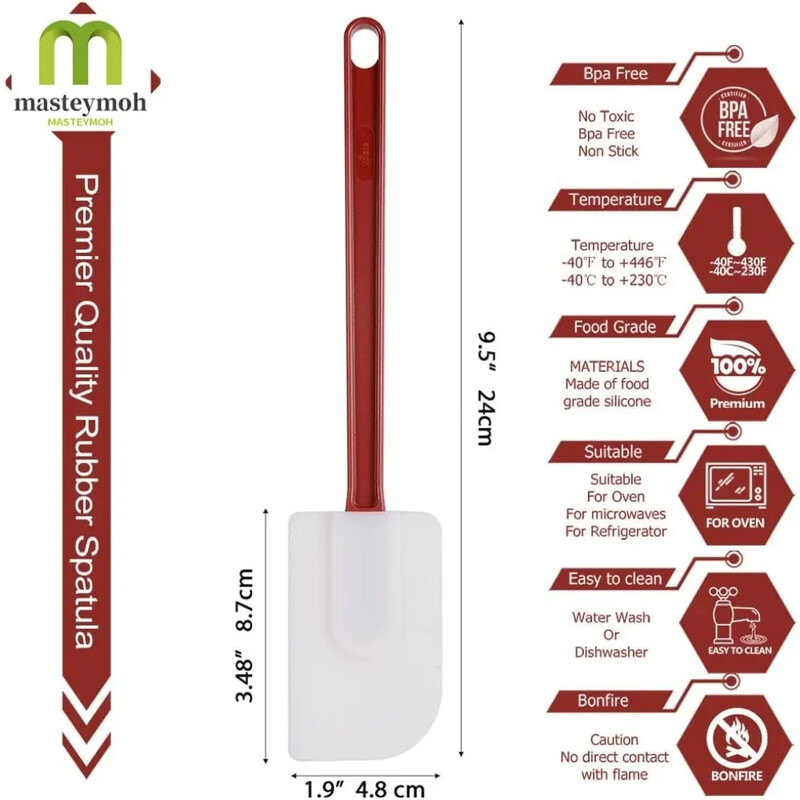 Gumi szilikon hőálló kereskedelmi kaparóhoz, 3 darabos szilikon szett, konyhai gumi kaparóhoz 9,5 hüvelyk