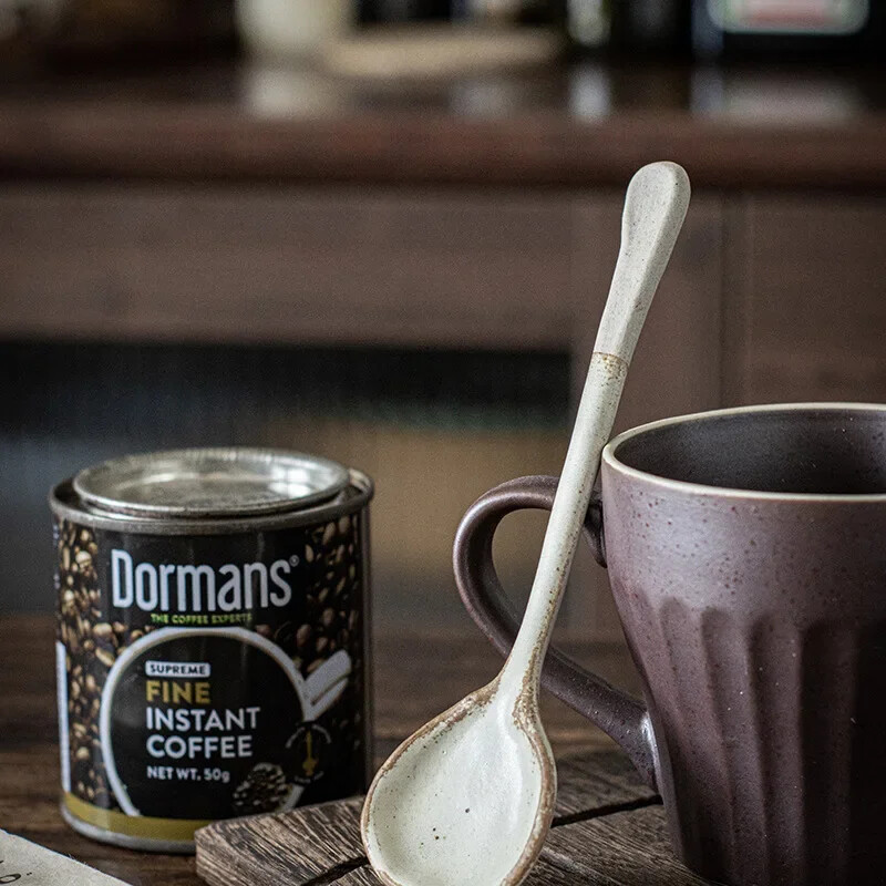 Retro kerámia leveses kanál, kőedény kanál, hosszú nyelű kanál, háztartási japán stílusú kreatív rizskanál konyhai étkészlet