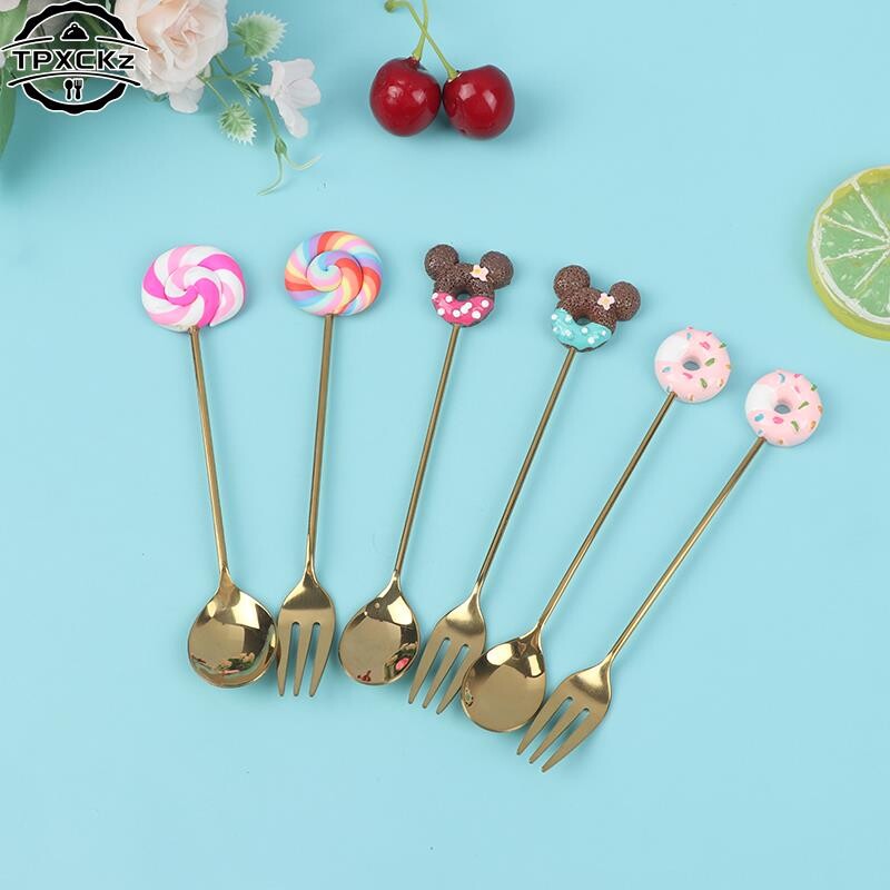 4 bucăți din oțel inoxidabil gogoși bomboane lingură furculițe vesela bucătărie lapte cafea linguri amestecate desert prăjituri instrumente tacâmuri linguri set