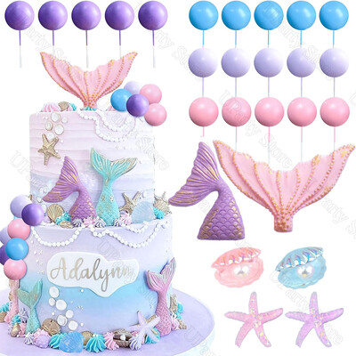 26 buc. Decoratiuni pentru tort de ziua de naștere sirenă, bile, roz, violet, pentru tort pentru ziua de naștere Favor