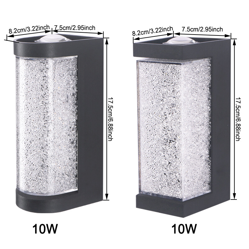 Modern kültéri fali lámpa, kristály LED éjjeli világítás, veranda, vízálló falikar az ajtóban, kerti terasz dekorációhoz