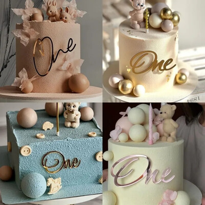 Baby Shower One Cake Toppers Χρυσό Baby Birthday Cake Topper για Παιδικά Διακοσμήσεις τούρτας γενεθλίων