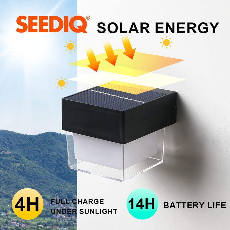 Aplică solară de exterior SEEDIQ IP65 Aplic de perete de fațadă cu LED, fără fir, 4W, iluminat de grădină