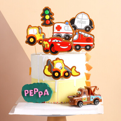 Χρόνια πολλά Cake Topper Car Ambulance Submarine Anniversaire Decor Flag Party DIY Baking Supplies Cupcake Toppers Baby Shower