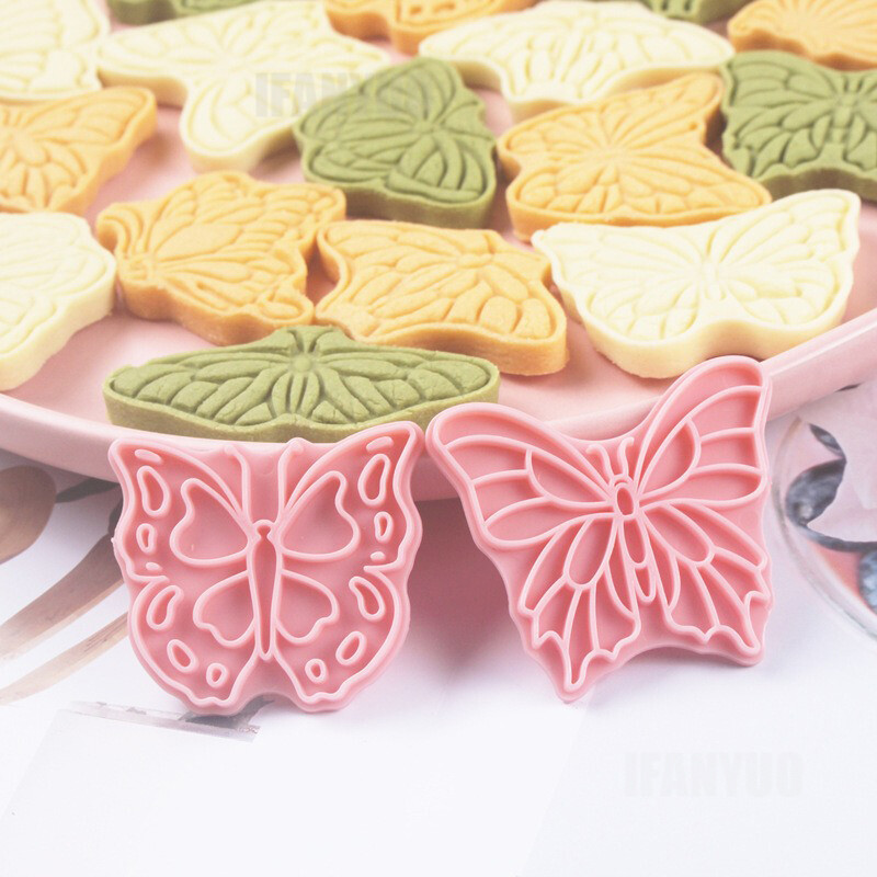 8 bucăți/set forme de prăjituri din plastic 3D drăguț de desene animate fluture biscuiți matrițe pentru prăjituri ștampila bucătărie coacere produse de patiserie vase de copt pentru petrecere