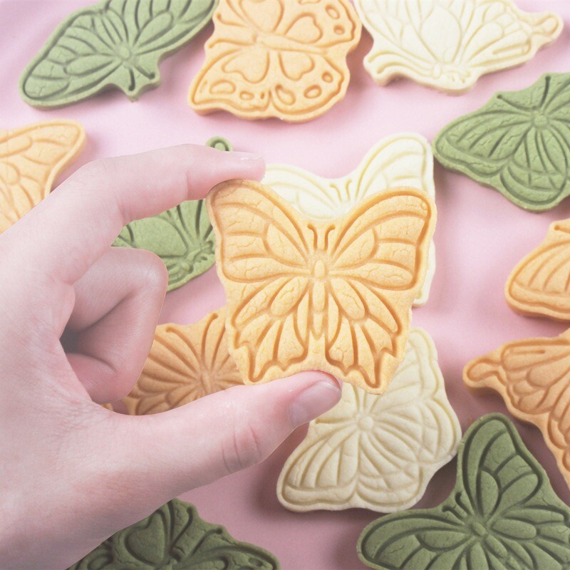 8 bucăți/set forme de prăjituri din plastic 3D drăguț de desene animate fluture biscuiți matrițe pentru prăjituri ștampila bucătărie coacere produse de patiserie vase de copt pentru petrecere