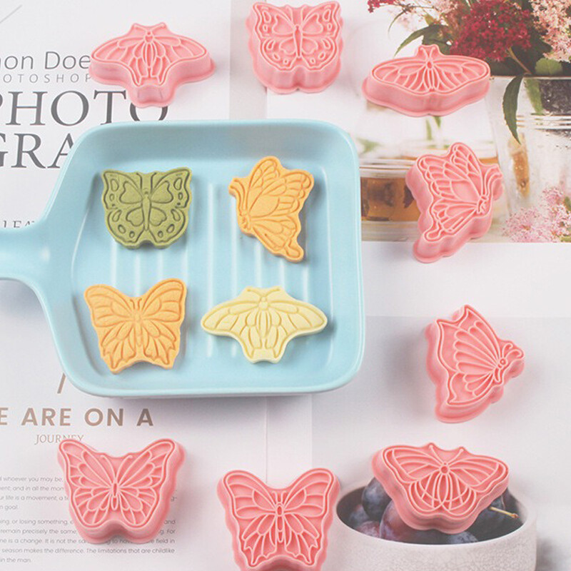 8 bucăți/set forme de prăjituri din plastic 3D drăguț de desene animate fluture biscuiți matrițe pentru prăjituri ștampila bucătărie coacere produse de patiserie vase de copt pentru petrecere