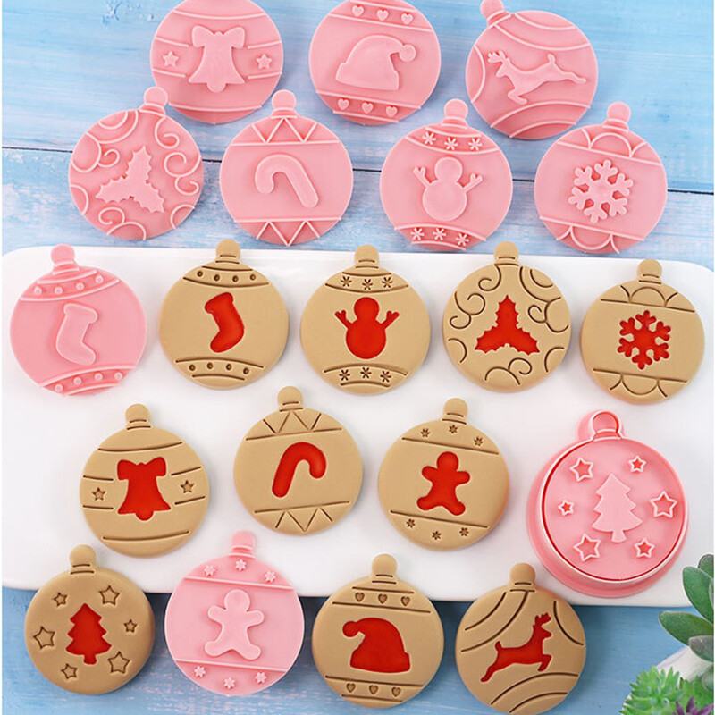 8/10 db 3D karácsonyi sütivágó kekszforma műanyag rajzfilm Nyomható sütibélyeg karácsonyi újévi dekoráció péksütemény sütőedények
