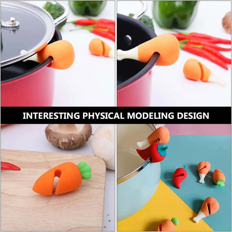 3/1 buc Suport pentru capac de oală din silicon Dispozitiv de ridicare a suportului anti-vărsare Morcov Ardei Agrafe de acoperire pentru pulpe de pui Unelte de gătit reutilizabile pentru casă