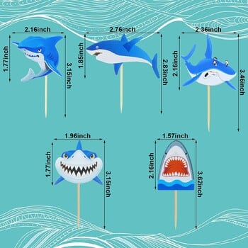 20 τμχ Exquisite Lovely Baby Shark Cupcake Toppers Καρχαρίας με θέμα Διακόσμηση τούρτας Προμήθειες για παιδικά πάρτι γενεθλίων Διακοσμήσεις