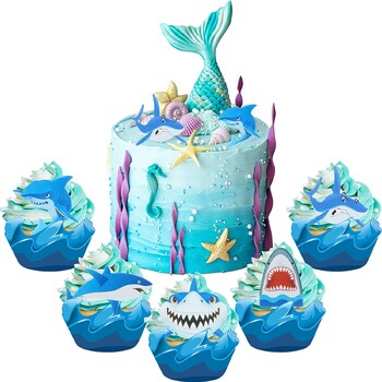 20 τμχ Exquisite Lovely Baby Shark Cupcake Toppers Καρχαρίας με θέμα Διακόσμηση τούρτας Προμήθειες για παιδικά πάρτι γενεθλίων Διακοσμήσεις