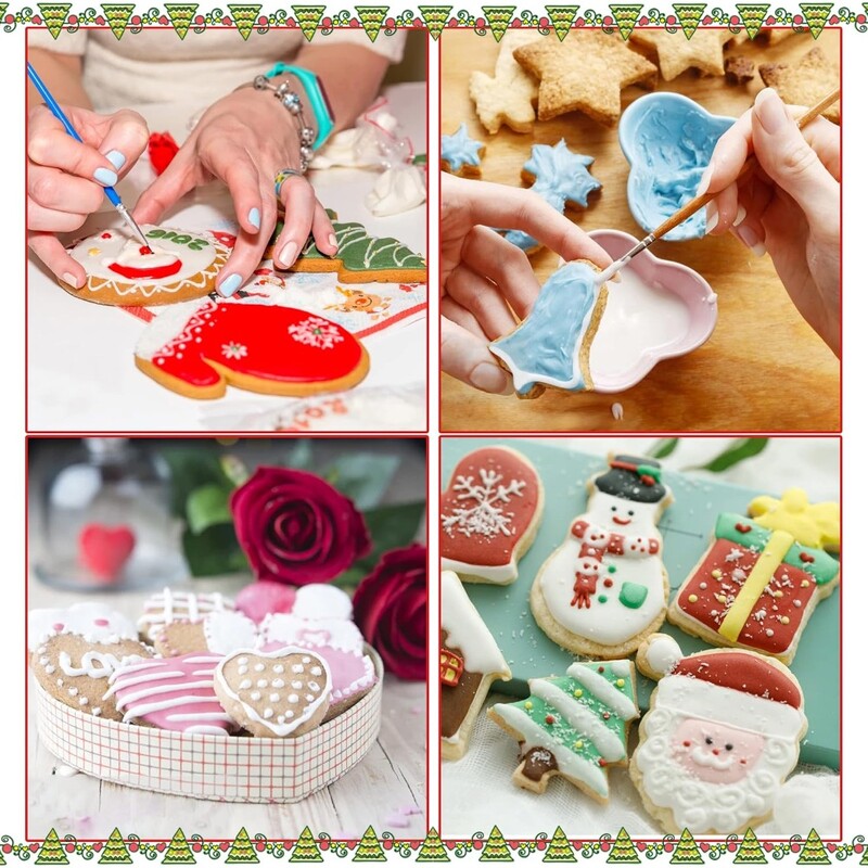 Set de 5 bucăți forme multiple de tăieturi de prăjituri de Crăciun, din oțel inoxidabil, pentru prepararea de brioșe, biscuiți, brad de Crăciun