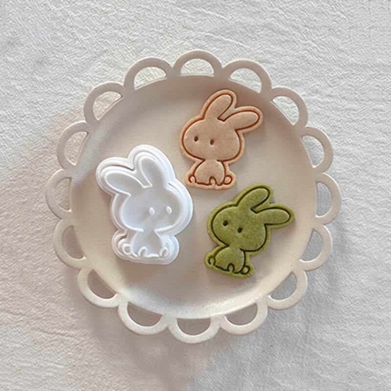 3D drăguț iepure biscuiți embosare matriță desene animate iepure fondant tăietor de biscuiți model flori mucegai biscuiți bricolaj bucătărie instrumente de coacere