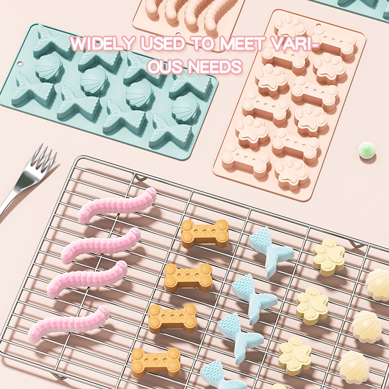Mucegai din silicon cu amprentă de câine Forme pentru prăjituri Forme pentru prăjituri cu oase Fondant 3D DIY Laba de pisică Forme pentru ustensile de copt din silicon Accesorii pentru copt