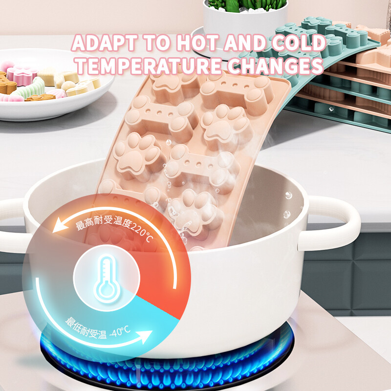 Mucegai din silicon cu amprentă de câine Forme pentru prăjituri Forme pentru prăjituri cu oase Fondant 3D DIY Laba de pisică Forme pentru ustensile de copt din silicon Accesorii pentru copt