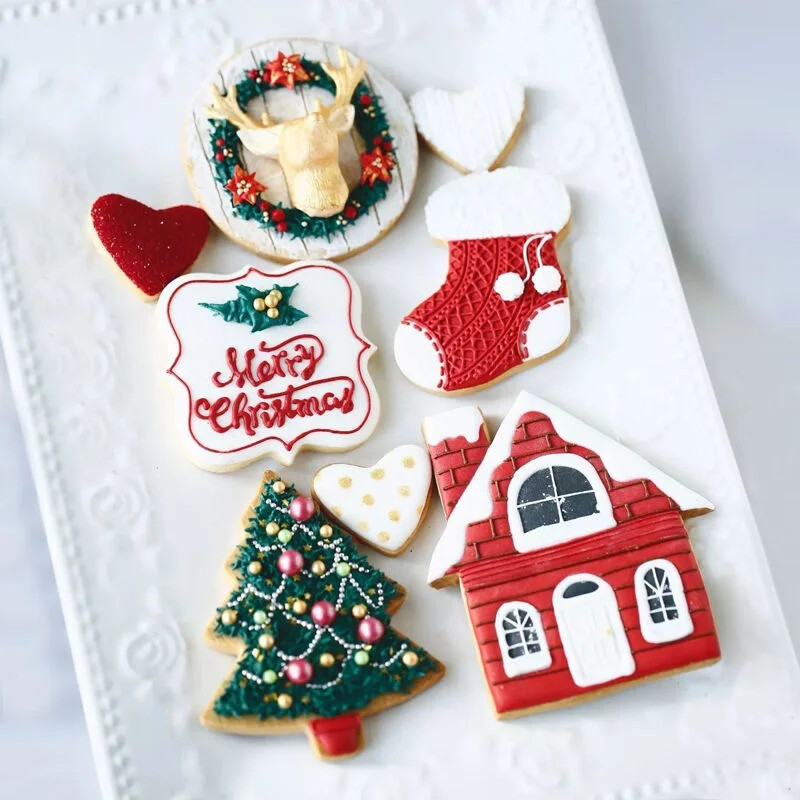 5db/szett karácsonyi süti kivágó mézeskalács karácsonyfa forma karácsonyi torta díszítő eszköz Navidad ajándék barkács sütés keksz forma
