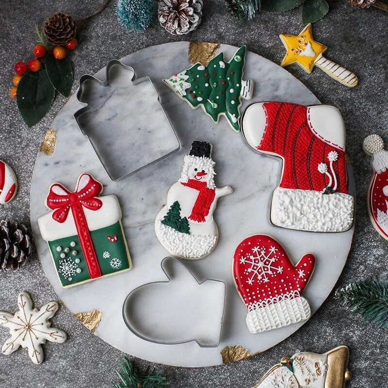 5db/szett karácsonyi süti kivágó mézeskalács karácsonyfa forma karácsonyi torta díszítő eszköz Navidad ajándék barkács sütés keksz forma