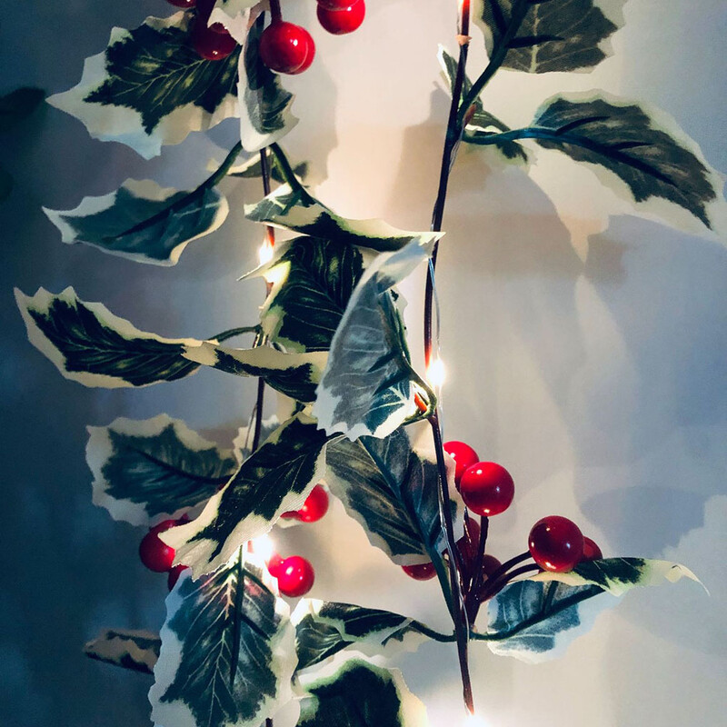 Karácsony napján szimulált piros bogyós rattan füzér LED-füzérek ablakkert esküvői parti karácsonyi dekoráció