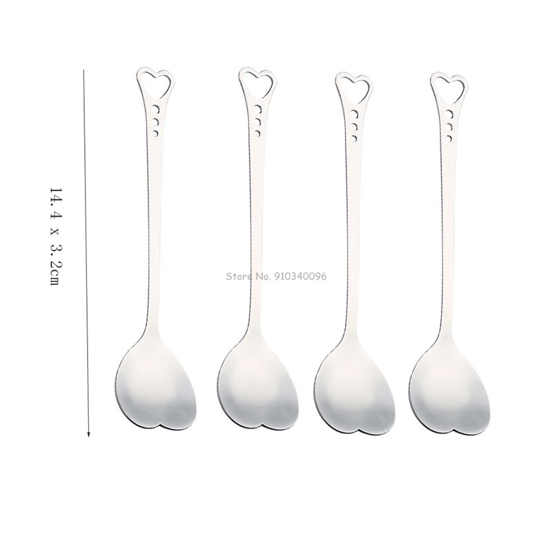 4 buc. lingură de cafea în formă de inimă linguriță de zahăr pentru desert linguriță Veselă Accesorii de bucătărie din oțel inoxidabil