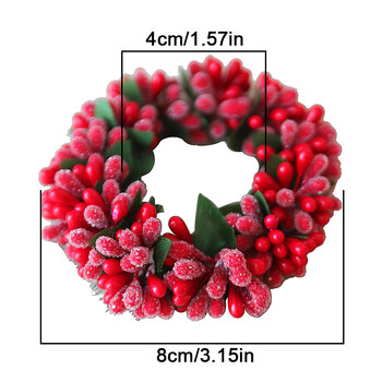 8CM Венец от изкуствени горски плодове Свещни пръстени Свещник Гирлянда Коледна украса за дома Сватбено парти Аранжиране на домашна маса