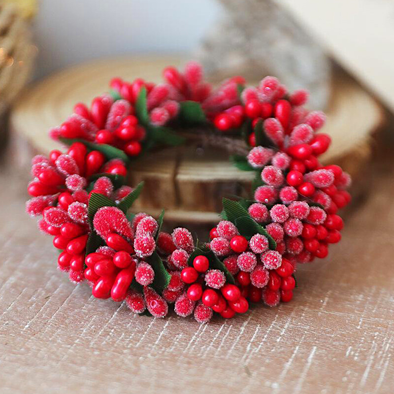 Coroană artificială de fructe de pădure de 8 cm, inele pentru lumânări, ghirlande de sfeșnic, decorațiuni de Crăciun pentru acasă, petrecerea de nuntă, aranjament de masă pentru acasă
