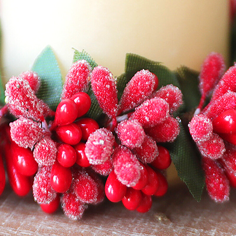 Coroană artificială de fructe de pădure de 8 cm, inele pentru lumânări, ghirlande de sfeșnic, decorațiuni de Crăciun pentru acasă, petrecerea de nuntă, aranjament de masă pentru acasă