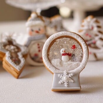 Christmas Shaking Cookie Cutter and Stamps Πλαστικό Snowman Snowflake Xmas Tree Fondant Μπισκότο Φόρμα για κέικ Προμήθειες ψησίματος