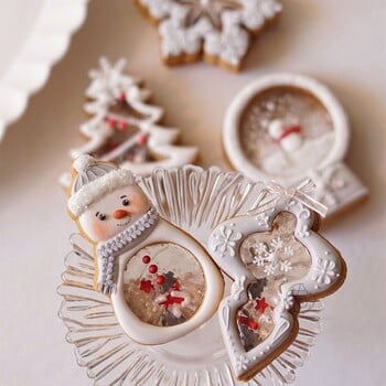 Christmas Shaking Cookie Cutter and Stamps Πλαστικό Snowman Snowflake Xmas Tree Fondant Μπισκότο Φόρμα για κέικ Προμήθειες ψησίματος