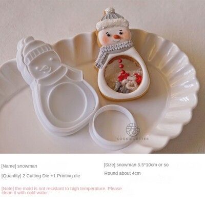 Christmas Shaking Cookie Cutter and Stamps Πλαστικό Snowman Snowflake Xmas Tree Fondant Μπισκότο Φόρμα για κέικ Προμήθειες ψησίματος