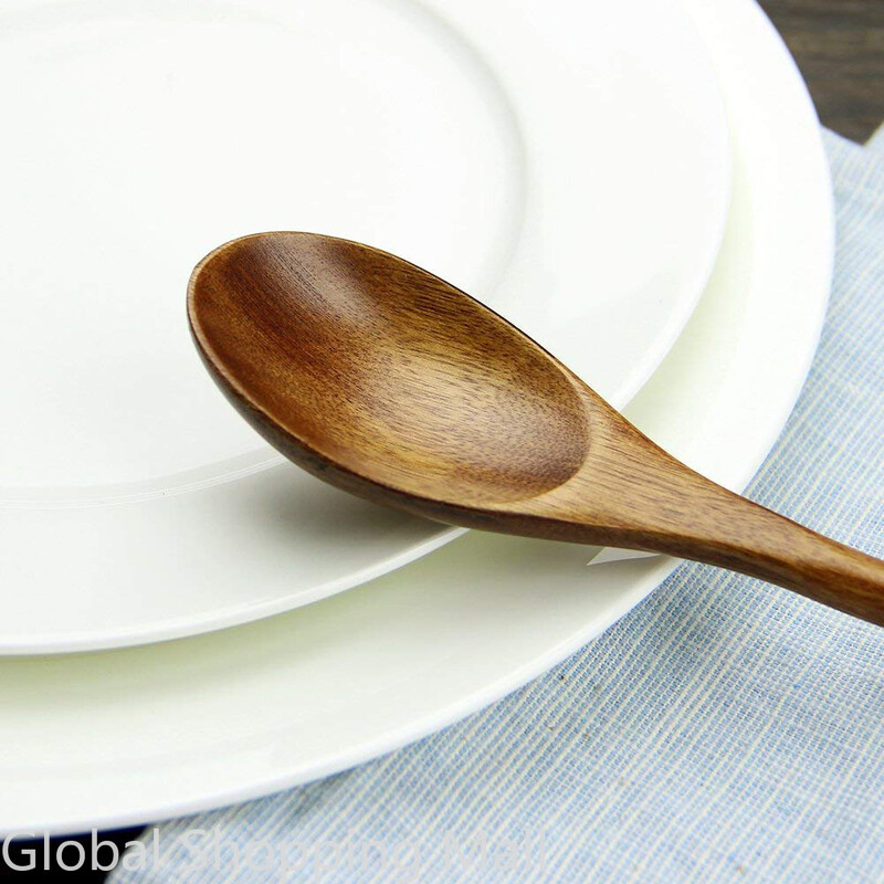 6 bucăți 9 inch veselă pentru supă gătit miere lingură de cafea lingură de lemn cu mâner lung în stil japonez lingură de masă ecologică