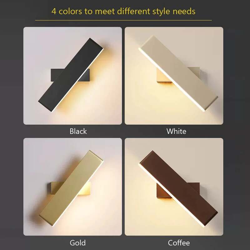 Lampă de perete modernă cu LED-uri Rotație pentru living Sufragerie Dormitor Noptieră Aluminiu de perete Decor interior Lucru de perete Lustru