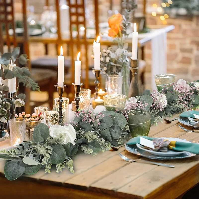 175 cm-es hamis eukaliptusz rattan mesterséges növények szőlő zöld füzér levél selyem borostyán fali függőfüzér otthoni esküvői parti dekoráció