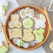 Baby Birthday Cookie Stamp Embosser Cutter Ακρυλικό Fondant Sugar Craft Cookie Cutter Φόρμα ψησίματος για μπισκότα ψησίματος
