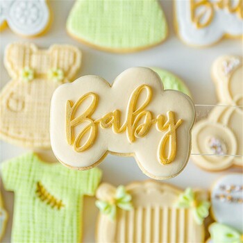 Baby Birthday Cookie Stamp Embosser Cutter Ακρυλικό Fondant Sugar Craft Cookie Cutter Φόρμα ψησίματος για μπισκότα ψησίματος