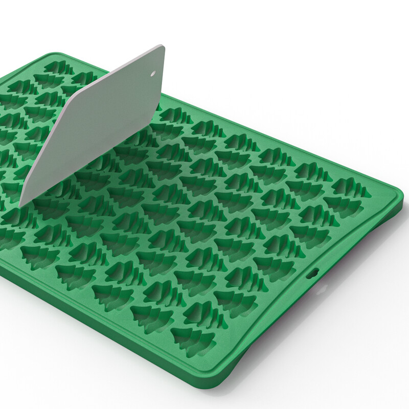 Formă pentru prăjituri pentru brad de Crăciun 100 de găuri Forme pentru prăjiturele din silicon pentru coacere Mini gustări pentru cățeluși Rasnita de prăjituri pentru ciocolată