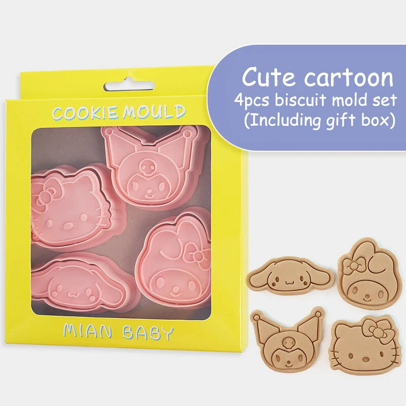 4 buc/set Animale drăguțe tăietori și ștampile pentru biscuiți pentru fondant de desene animate accesorii și instrumente pentru copt Accesorii pentru bucătărie