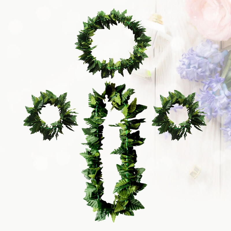 Colier hawaian Leis Ghirlandă Dance Party Floare tropicală Hula Hawaii Brățară Coroană Mătase Set tematică pentru plajă Rechizite pentru piscină