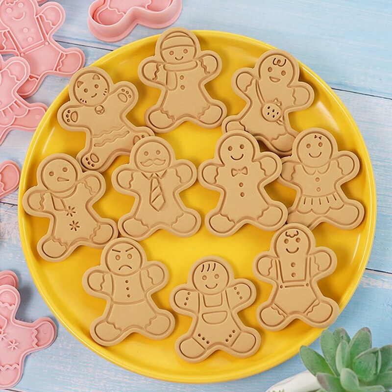 10 buc/cutie Set de tăietori de prăjituri pentru turtă dulce de Crăciun, pentru decorare pentru tort, Navidad, pentru petrecerea de Anul Nou, instrumente de coacere, ștampile pentru matriță pentru biscuiți