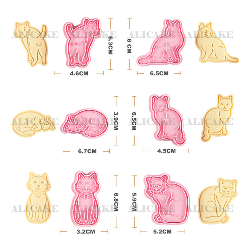 Formă pentru biscuiți pentru pisici, din plastic, cu desene animate, matriță presabilă pentru biscuiți, păsărică, cofetărie, ștampilă pentru prăjituri, bucătărie, coacere, produse de patiserie, unelte