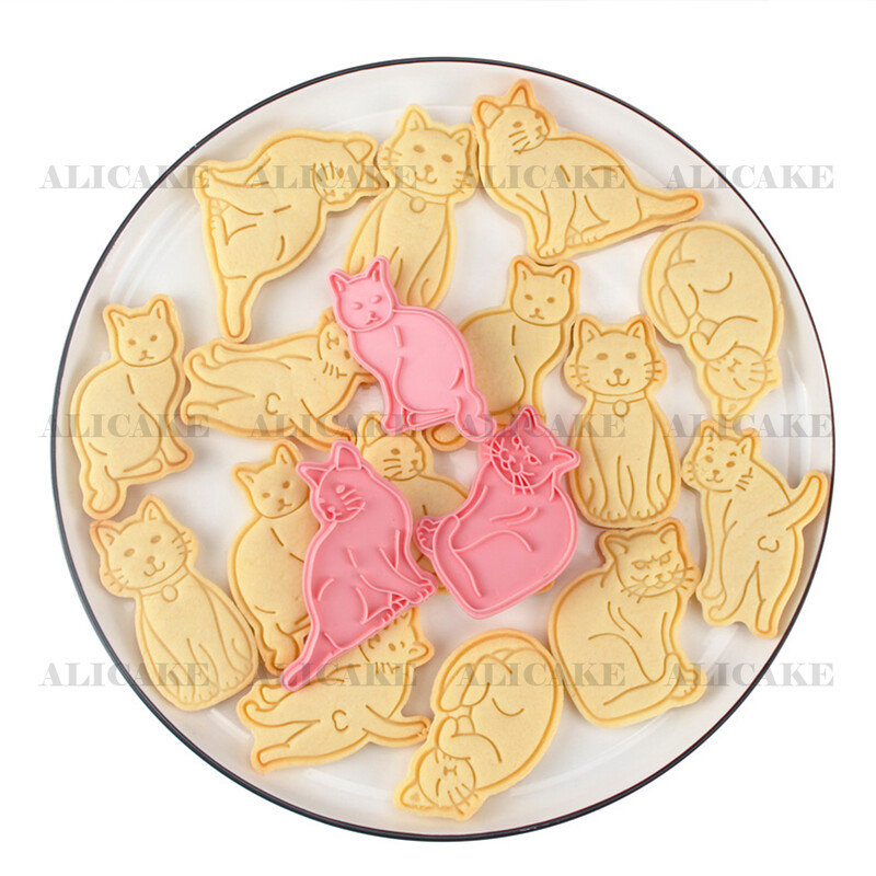 Formă pentru biscuiți pentru pisici, din plastic, cu desene animate, matriță presabilă pentru biscuiți, păsărică, cofetărie, ștampilă pentru prăjituri, bucătărie, coacere, produse de patiserie, unelte
