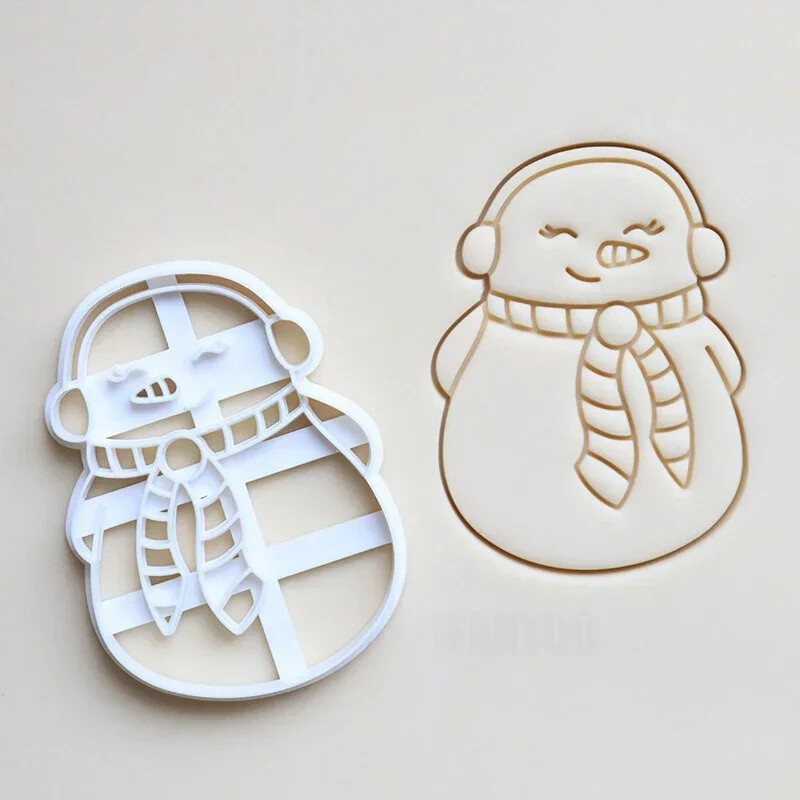 Nou tăietor de biscuiți din plastic cu tema de Crăciun Cap de cerb Om de zăpadă Moș Crăciun Formă pentru biscuiți Unelte pentru decorațiuni pentru petreceri