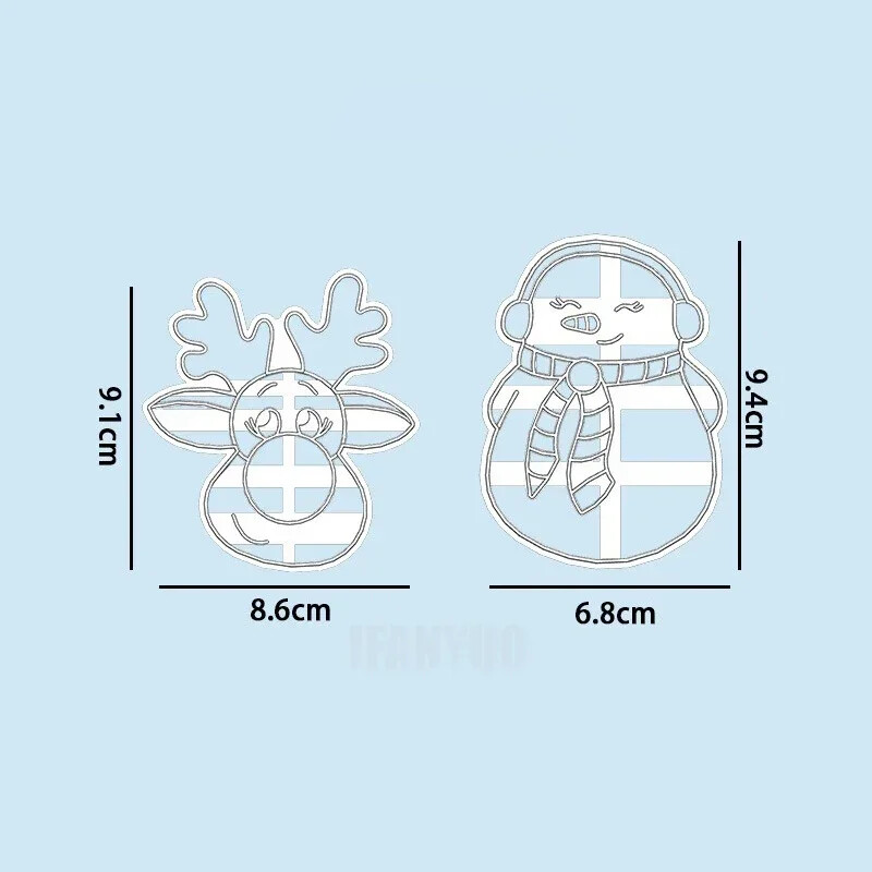 Nou tăietor de biscuiți din plastic cu tema de Crăciun Cap de cerb Om de zăpadă Moș Crăciun Formă pentru biscuiți Unelte pentru decorațiuni pentru petreceri