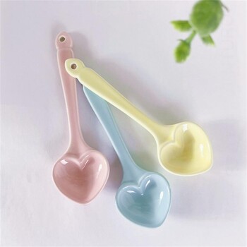 INS Macaron Love Spoon Κουζίνα Κουζίνα Cute Ceramics Stir Pink Dessert Spoon Girl Heart Romantic Coffee Spoon Pink Love Spoon