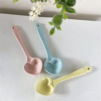 INS Macaron Love Spoon Κουζίνα Κουζίνα Cute Ceramics Stir Pink Dessert Spoon Girl Heart Romantic Coffee Spoon Pink Love Spoon