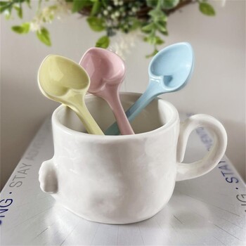 INS Macaron Love Spoon Κουζίνα Κουζίνα Cute Ceramics Stir Pink Dessert Spoon Girl Heart Romantic Coffee Spoon Pink Love Spoon