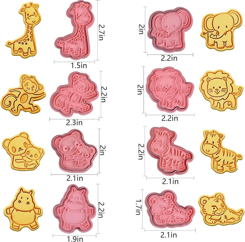 Tăiător de biscuiți Zoo în formă de animal ștampilă de aluat din plastic 3D desene animate matriță presabilă pentru biscuiți Cofetarie Cofetărie Instrumente de patiserie