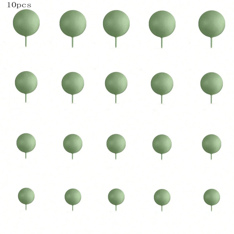 10 buc. Topper pentru tort, verde salvie, maro, bile de spumă aurie, pentru decorare pentru tort, pentru Baby Shower, petrecere de aniversare, decorare pentru tort