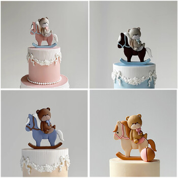 New Bear Cake Topper Trojan Bear, ροζ μπλε γράμματα BABY για αγόρι κορίτσι Διακοσμήσεις ντους μωρού για παιδιά Χρόνια Πολλά Προμήθειες για πάρτι